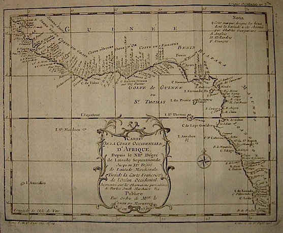 Bellin Jacques Nicolas (1703-1772) Carte de la Coste Occidentale d'Afrique... 1739 Parigi